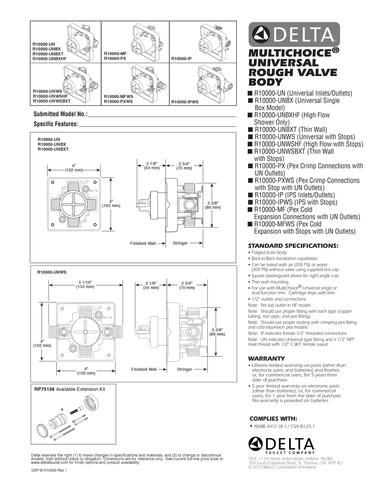 DELTA ROUGH IN R10000-PXWS Flyer $73 (In stock 20-30pcs)