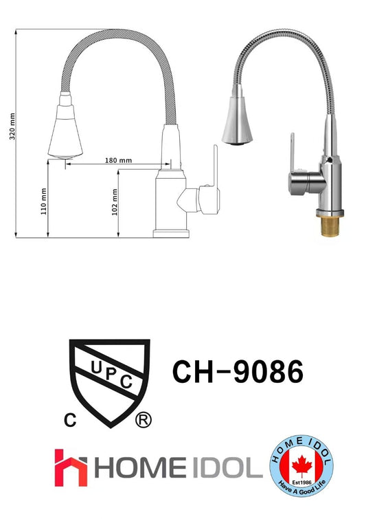 CH-9086 SUS 304 Chrome Kitchen Faucet $39/pc A8