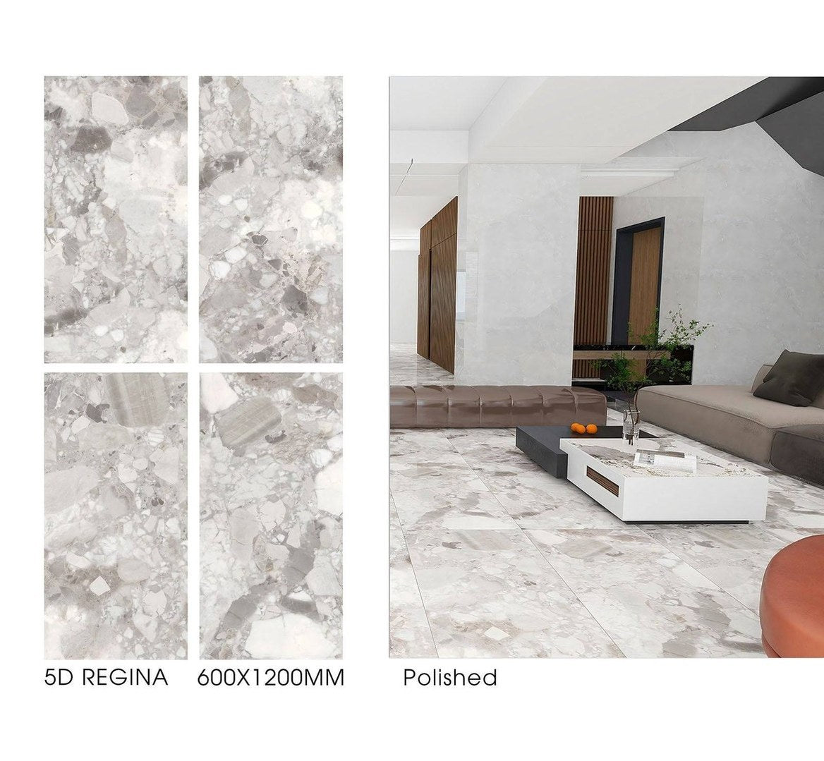 Regina 24"x48" Full Polished Porcelain Tile Wall/Floor Grey Pebble 3pcs/24SF/box $1.19/SF 2000SF+ $1.09/SF 4000sf+ $0.99/SF  (No Return No Exchange No Claim on Broken) - Home Idol Vancouver Richmond Surrey