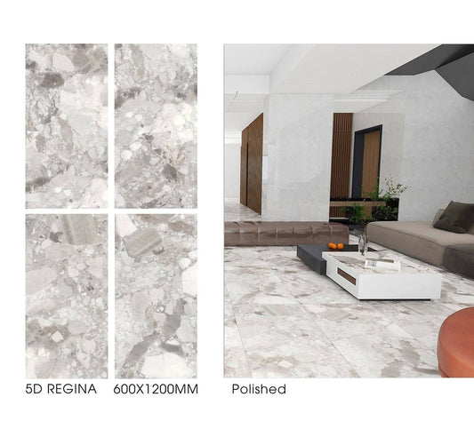 Regina 24"x48" Full Polished Porcelain Tile Wall/Floor Grey Pebble 3pcs/24SF/box $1.19/SF 2000SF+ $1.09/SF 4000sf+ $0.99/SF  (No Return No Exchange No Claim on Broken) - Home Idol Vancouver Richmond Surrey