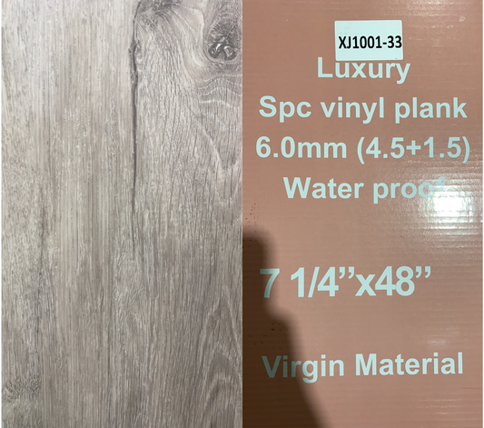 *PROMOTION* 6mm XJ1001-33 (Richmond Only) SPC Flooring vinyl with UV Coating180x1220mm+(4.5mm+1.5mm pad) 25sf/box $1.49/sf