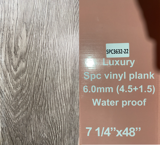 *PROMOTION* 6mm SPC3632-22 (Richmond Only) SPC Flooring vinyl with UV Coating180x1220mm+(4.5mm+1.5mm pad) 25sf/box $1.49/sf