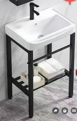 4336 Bathroom Laundry Sink Set White with Stainless Steel Bracket 430*360*770mm 17"x14"x30" $39/PC A5.5