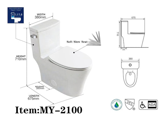 Toilet MY-2120 *SIDE* flush 1pc toilet 675mm x 380mm x 710mm include slow closing seat and wax $129/pc 10pcs+ $119/pc