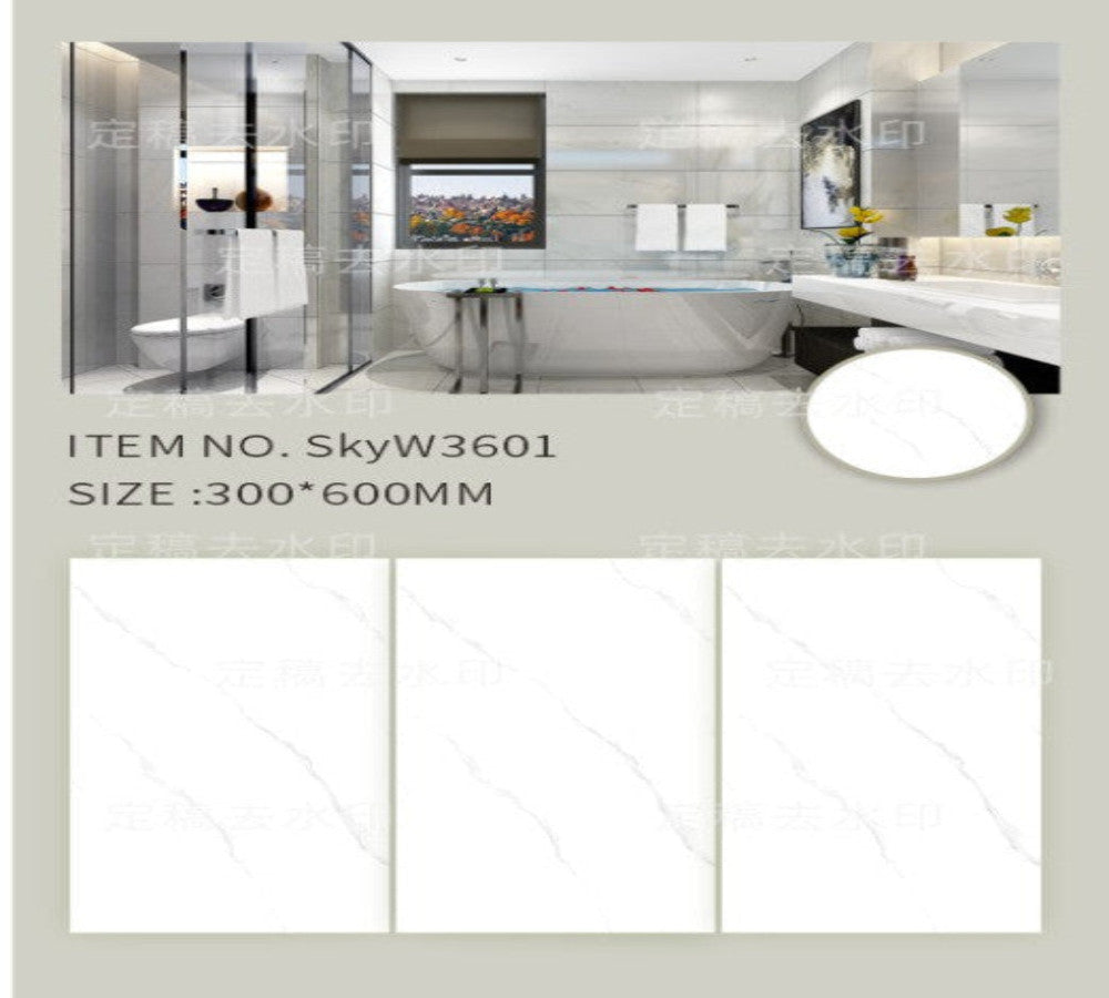 Flyer 12"x24" Sky Tile A+ Was $2/sf Now $1.29/sf 1000sf+ $1.09/sf Wall Ceramic Tile W3601 Carrara white 12"x24" 8pcs/box 16sf/box