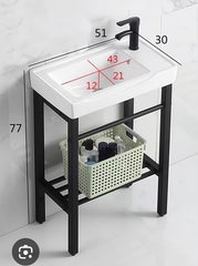 5130 Bathroom Laundry Sink Set White with Stainless Steel Bracket 510*300*770mm 20"x12"x30" $39/PC A5.5
