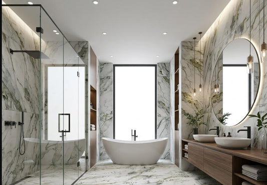 DIX10 24"x48" Polished Porcelain Tile White with green and grey veining 3pcs/24sf/box $1.29/SF 2000SF+ $1.19/SF (No Return No Exchange No Claim on Broken) - Home Idol Vancouver Richmond Surrey