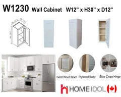 W1230 12" Plywood white shaker wall kitchen cabinet 12"w*30"h*12"d (solid door, plywood body and dovetail drawer best in the industry) $99 A6.5 *Non-Profit First Come First Serve*