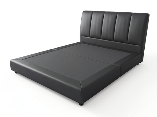 HS610 Queen Size modern standard bed frame with dark grey PU leather base and headboard $299 10pcs+ $289/pc *On Sale Don't Miss the Boat* - Home Idol Vancouver Richmond Surrey