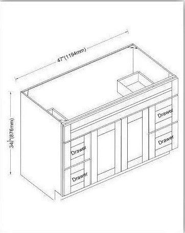 48" Vanity $350 VSD48/V48 vanity white plywood body solid wood door 1166mmW x 876mmH x 450mmD 46"W x 34-1/2"H x 17-3/4"D A6 *Non-Profit First Come First Serve* AI - Home Idol Vancouver Richmond Surrey