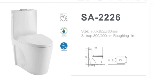 *Promotion* Toilet 2226/DMT-258  *TOP* flush 1pc toilet include slow closing seat  $149/pc