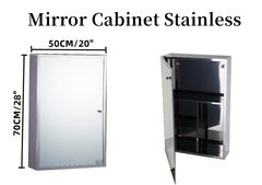 STAINLESS STEEL MIRROR CABINET/ MEDICINE CABINET 500x800mm 20"x31-1/2" $89/PC B3