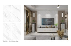CW61219 24"X48" Matt Porcelain Tile Wall/Floor White Carrara 2pcs/16sf/box $1.19/SF 2000SF+ $1.09/SF 4000SF+ $0.99/SF  (No Return No Exchange No Claim on Broken) - Home Idol Vancouver Richmond Surrey