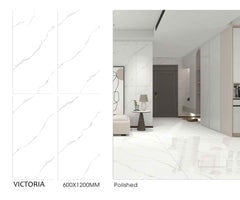 *Dealer Only* Victoria (12031) 24"x48" Full Polished Porcelain Tile White Carrara 3pcs/24sf/box $1.39/SF 3000SF+ $1.29/SF  (No Return No Exchange No Claim on Broken) - Home Idol Vancouver Richmond Surrey