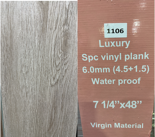 *PROMOTION* 6mm 1106 (Richmond Only) SPC Flooring vinyl with UV Coating180x1220mm+(4.5mm+1.5mm pad) 25sf/box $1.49/sf