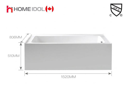 Bathtub Half Carton Right With Box flush style acrylic B-7128R 60"x32"x20"/1520x806x510mm $199/PC  A4  *Non-Profit First Come First Serve*