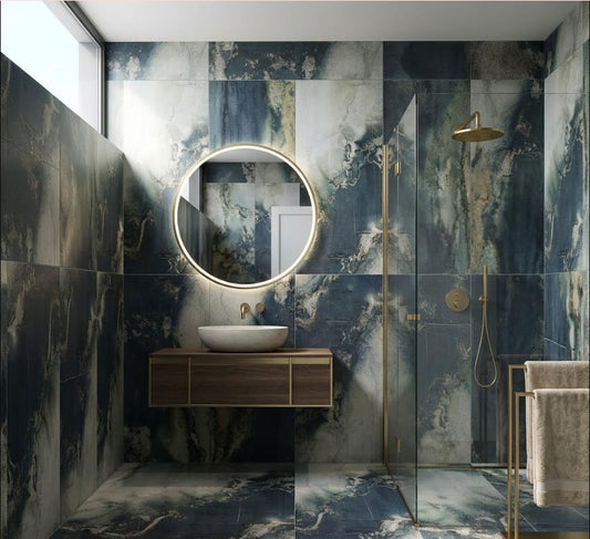 SCG79068J 24"x48" Polished Porcelain Tile Midnight Blue and Metallic Oxide Patina 3pcs/24sf/box $1.29/SF 2000SF+ $1.19/SF (No Return No Exchange No Claim on Broken) - Home Idol Vancouver Richmond Surrey