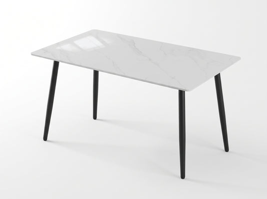 C148 1.4m Rectangular Dining Table White Sintered Stone like top, Tapered Metal Legs 1400x800x730mm 55"x31-1/2"x28-3/4" $149 *On Sale Don't Miss the Boat*