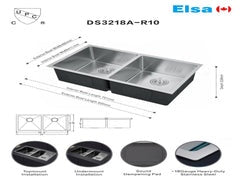 DS3218A-R10/8046 handmade double bowl kitchen sink undermount 16 gauged 800x460x250mm (31-1/2"x18"x10") inside 29-1/2"x16.18"x10" *DRAINS INCLUDED* $129/pc 10PCS+ $119/PC  A7