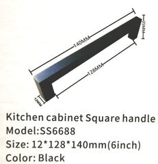 SS6688 kitchen cabinet H bar handle black square handle 6" 12*128*140mm $1.99/pc 100pcs+ $1.49/pc B2