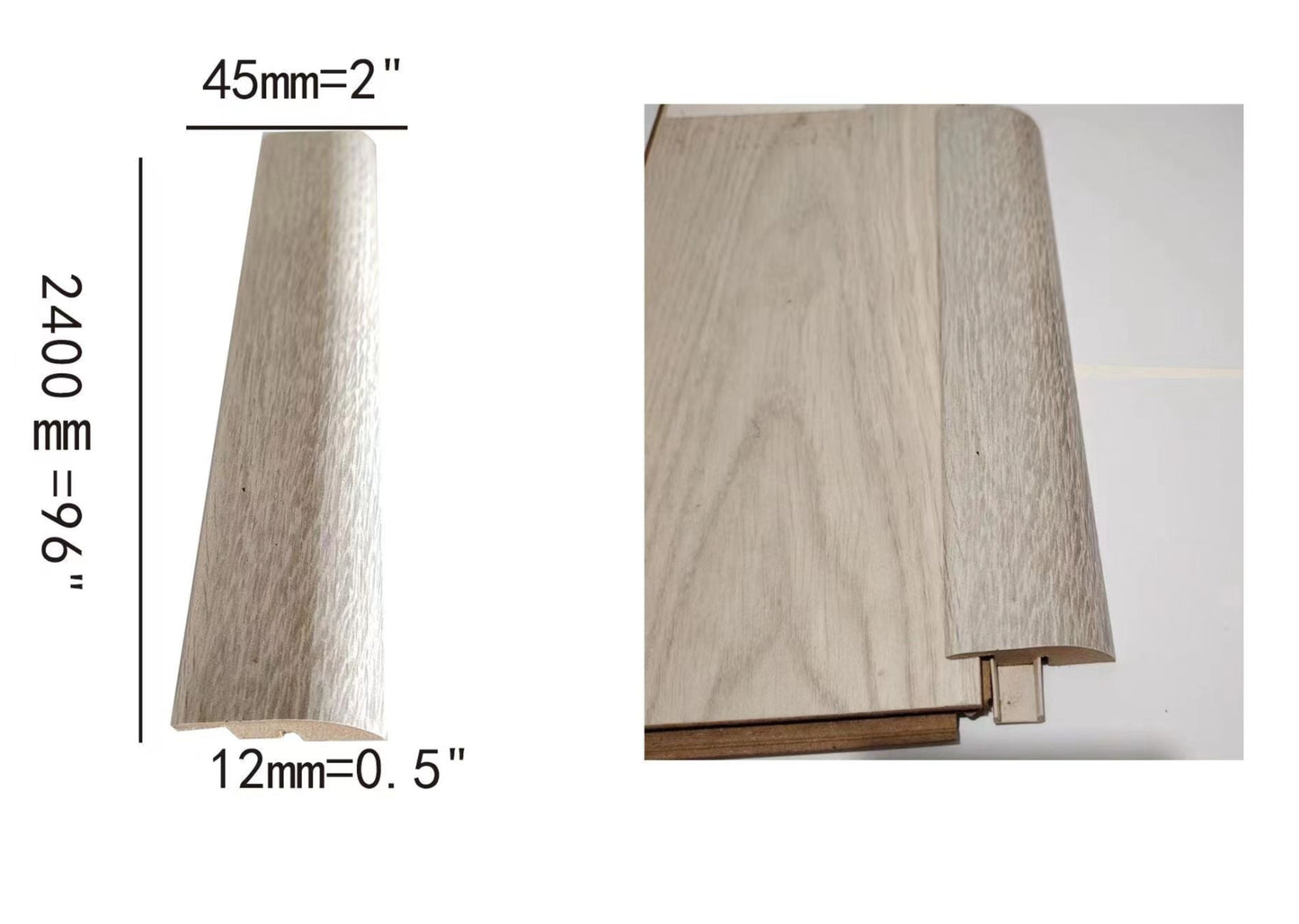 Laminate moulding Cinderella Reducer A+ 2400x45x10mm 1.77"x0.4" 8feet long $$6.00/pc