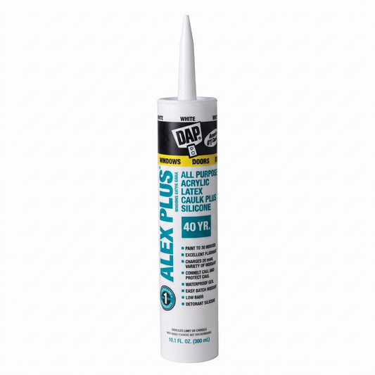 ALEX PLUS CAULK W/SILICONE WHITE 300ML $3.07/PC 24PCS+ $3.05/PC