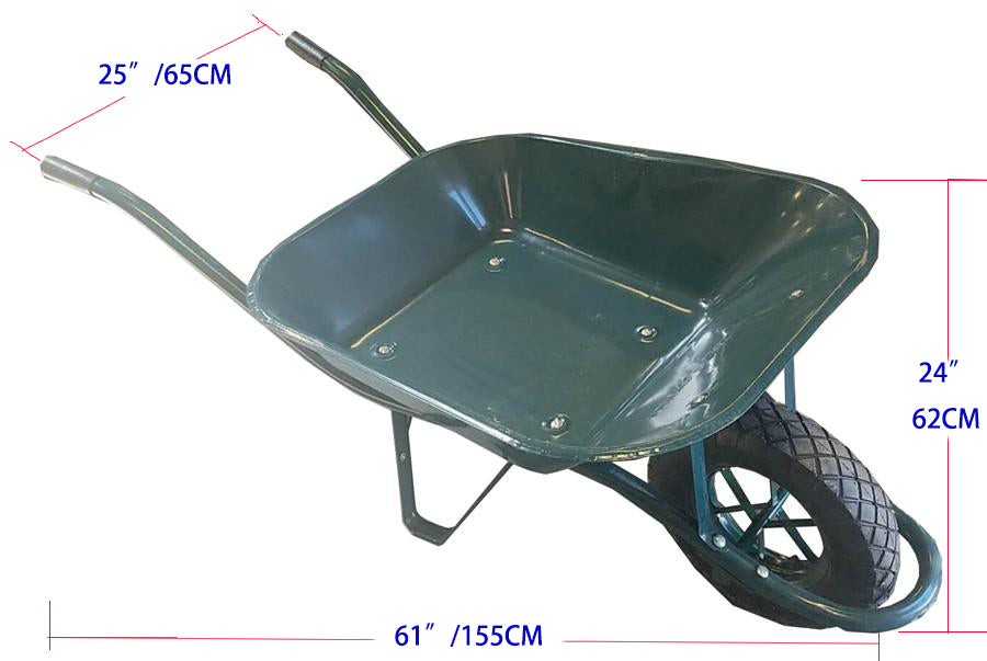 HEAVY DUTY WHEELBARROW SINGLE WHEEL 61"X25"X24" 155X65X62CM $85