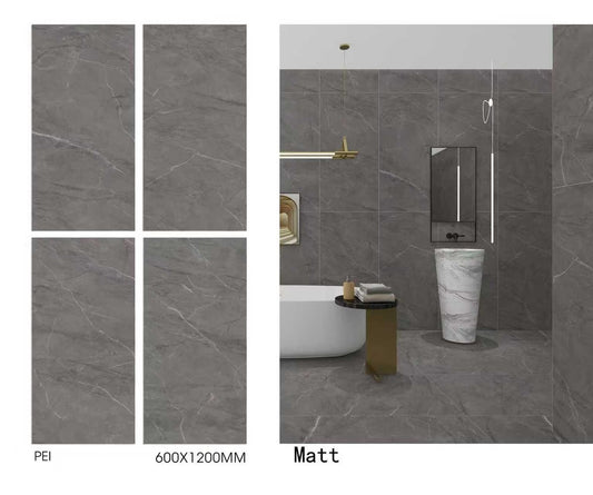 *Dealer Only* PEI 24"x48" Matt Porcelain Tile Wall/Floor Dark Grey 3pcs/24SF/box $1.29/SF  (No Return No Exchange No Claim on Broken) - Home Idol Vancouver Richmond Surrey