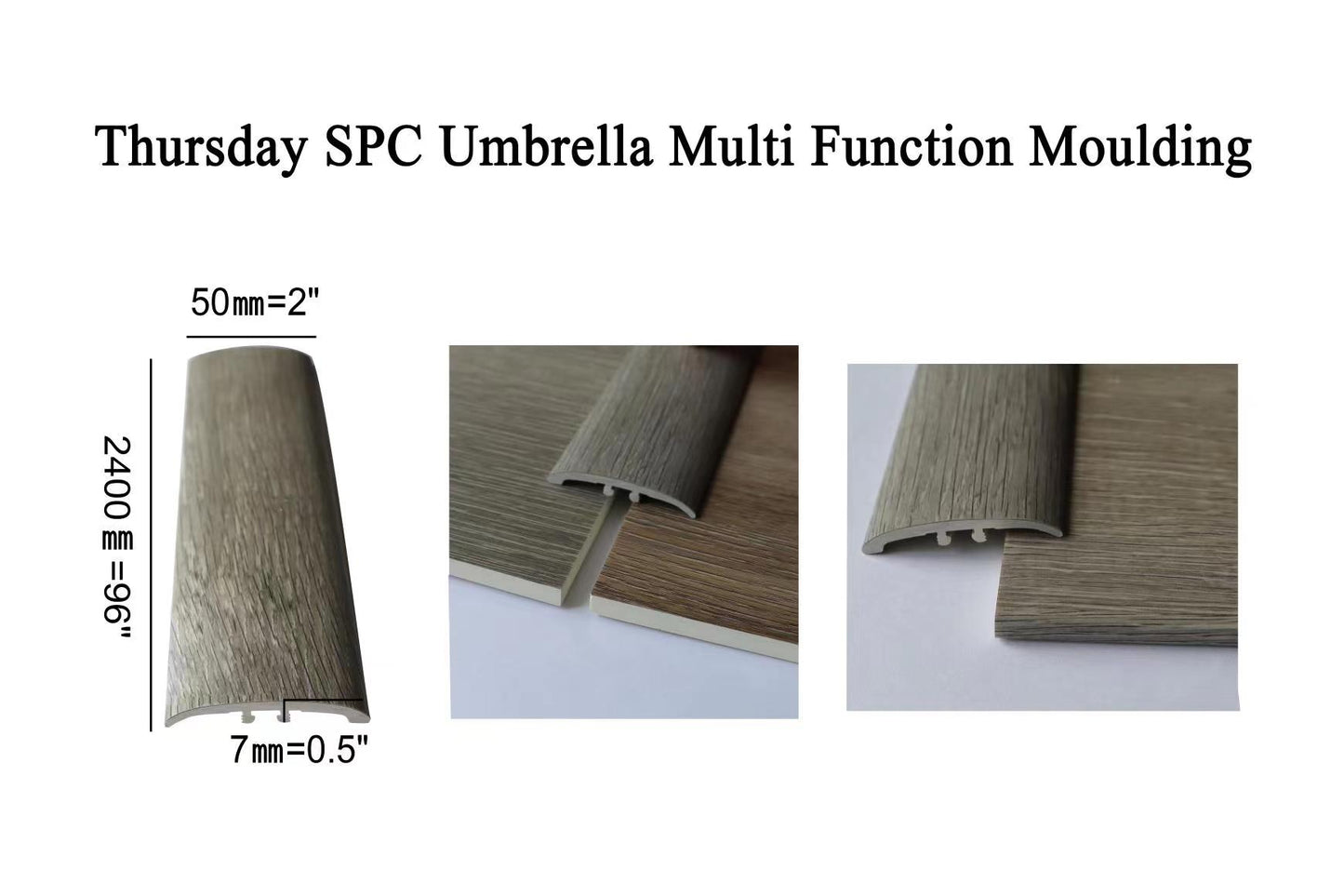 thursday umbrella multi purpose moulding 2400x50x7mm (95"H* 2"W  * 7mm d) 8 feet long $6/pc*