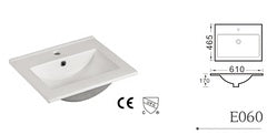 E60/60E *top only* square bathroom sink topmount 610X465X170mm =24" x 18-5/16" x 6-3/4" $59/pc 10pcs+ $49/pc A5 - Home Idol Vancouver Richmond Surrey