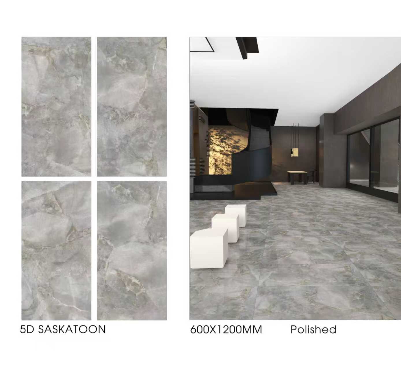 5D Saskatoon 24"x48" Full Polished Porcelain Tile Wall/Floor 3pcs/24sf/box $1.29/SF 3000SF+ $1.19/SF A1