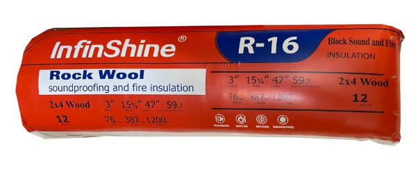 Rock Wool Insulation R-16 3" x 15-1/4" x 47" 76mm x 387mm x 1200mm 12pcs/59.7sf/pack $79/pack 10pacs+ $75/pack