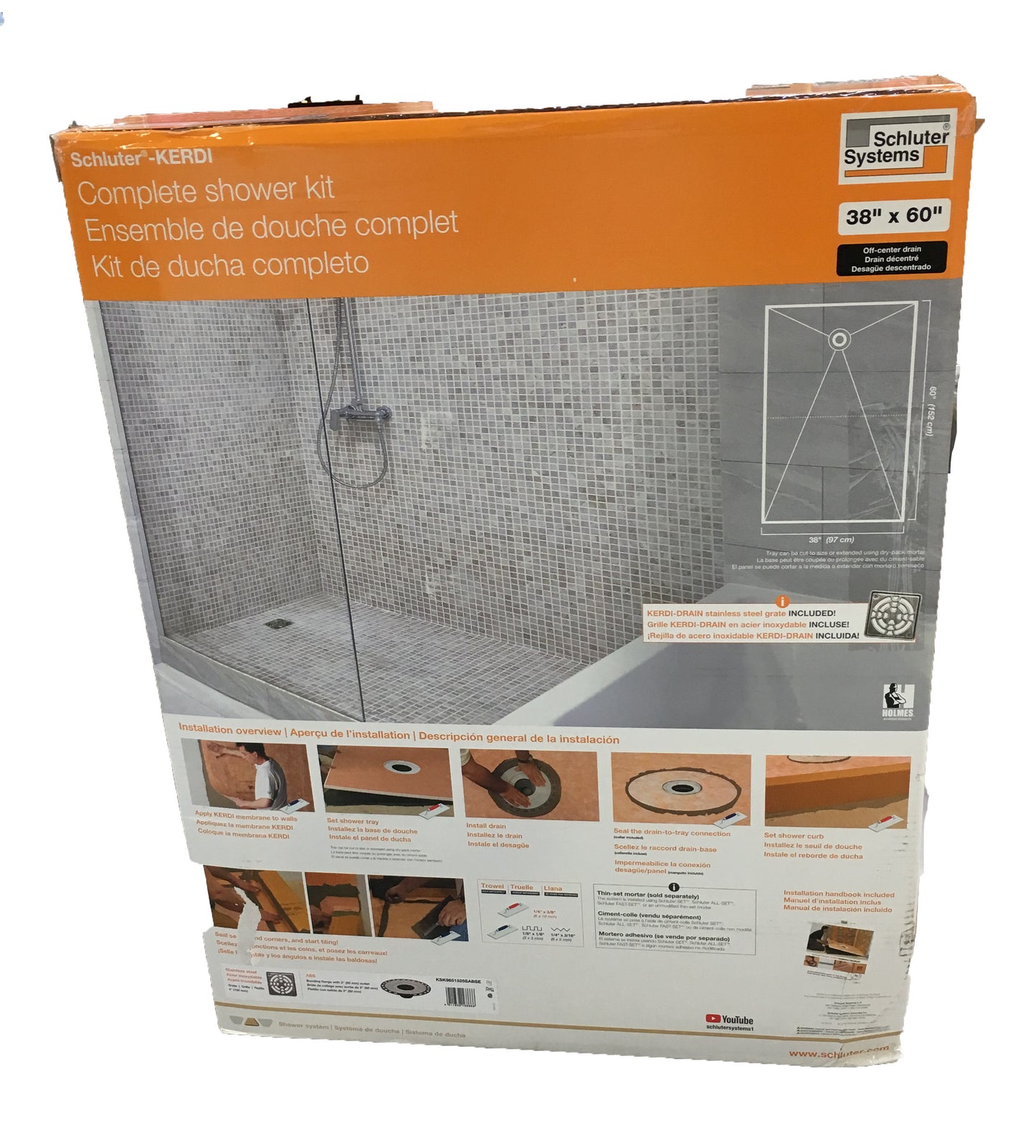 SCHLUTER KERDI SHOWER KIT OFF-CENTER DRAIN s)LEFT/RIGHT 60"X38" $596(In stock 2pc)