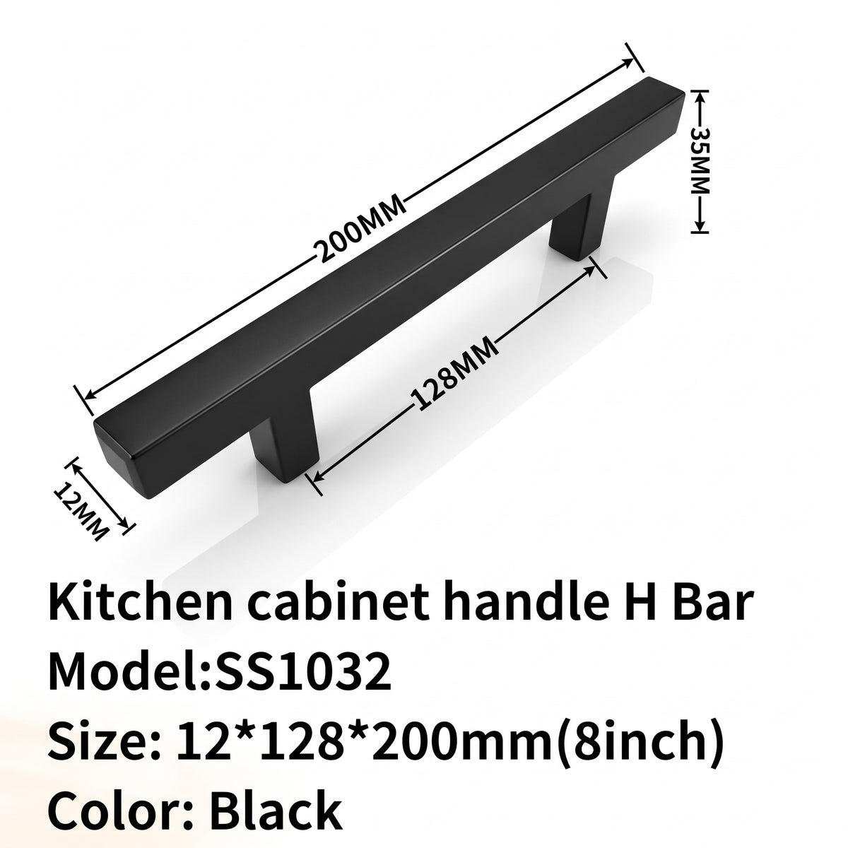 black T bar cabinet handle 8" 12x128x200mm $1.49/PC 100pcs+ $1.29/pc mix and match B2.5 - Home Idol Vancouver Richmond Surrey