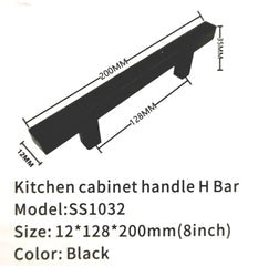 black T bar cabinet handle 8" 12x128x200mm $1.99/PC 100pcs+ $1.49/pc mix and match B2.5