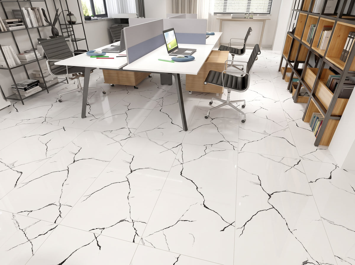 6D Carrara 24"x48" Matt Porcelain Tile Wall/Floor White Carrara 2pcs/16SF/box $1.49/SF 3000sf+ $1.39/sf(No Return No Exchange No Claim on Broken) - Home Idol Vancouver Richmond Surrey