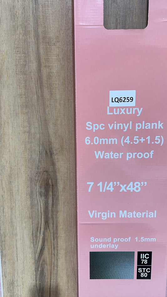 *PROMOTION* 6mm LQ6259 (Surrey Only) SPC Flooring vinyl with UV Coating180x1220mm+(4.5mm+1.5mm pad) 25sf/box $1.49/sf