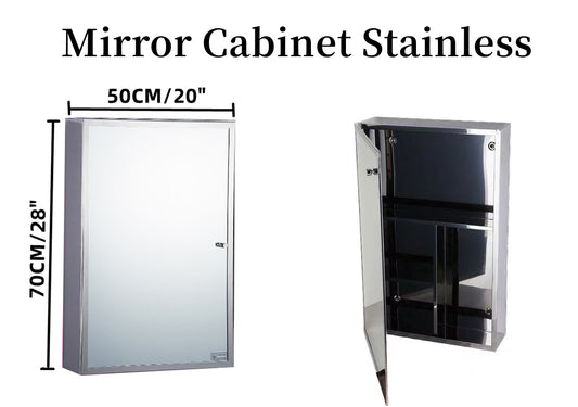 STAINLESS STEEL MIRROR CABINET/ MEDICINE CABINET 500x700mm 20"x28" C865 $99