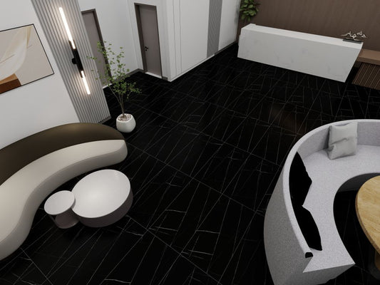 Italy Black Margquina 24"x48" Gold Curving Matt Porcelain Tile Wall/Floor 2pcs/16sf/box $1.99/SF A1