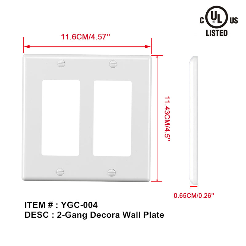 2g white 2 gang decorative wall plate SSC-SR-2 $0.99/PC 10PCs+ $0.89/PC B4