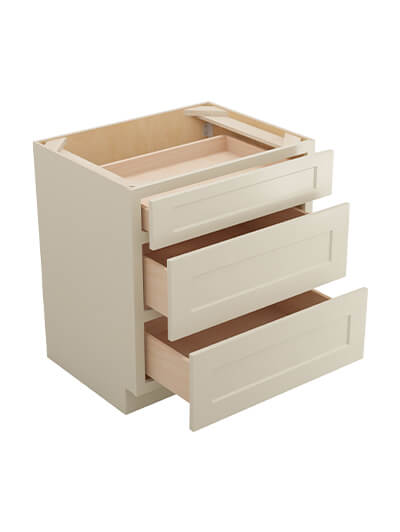 3DB30 30" 3 Drawer Plywood white shaker Base kitchen cabinet (solid door, plywood body and dovetail drawer best in the industry) $299 A6