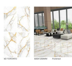 *Dealer Only* Toronto 24"x48" Gold Curving Full Polished Porcelain Tile Wall/Floor White Gold 3pcs/24SF/box $1.69/SF  (No Return No Exchange No Claim on Broken) - Home Idol Vancouver Richmond Surrey