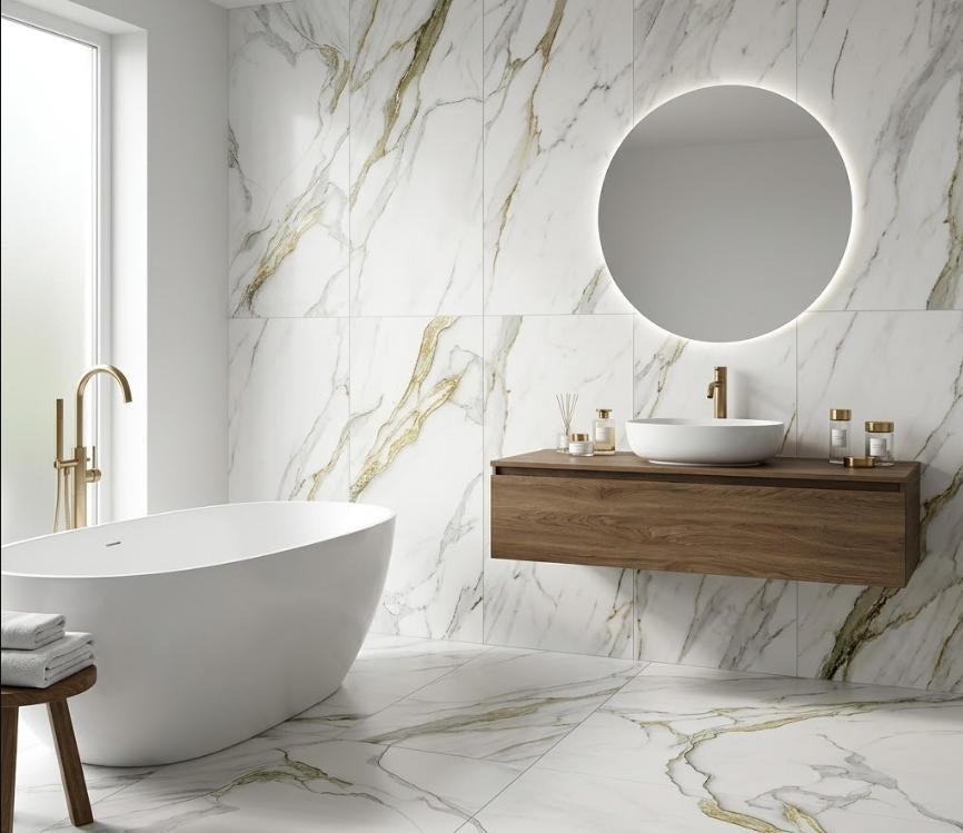 XD601201 24"x48" Polished Porcelain Tile Calacatta Gold with Green Accents 3pcs/24sf/box $1.29/SF 2000SF+ $1.19/SF (No Return No Exchange No Claim on Broken)