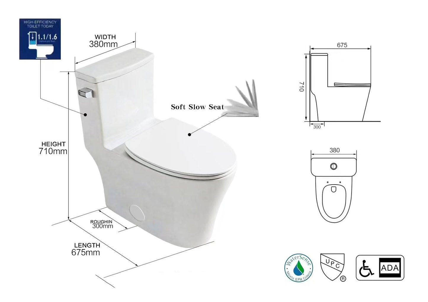 Toilet MY-2120 *SIDE* flush 1pc toilet 675mm x 380mm x 710mm include slow closing seat $129/pc *Non-Profit First Come First Serve* - Home Idol Vancouver Richmond Surrey