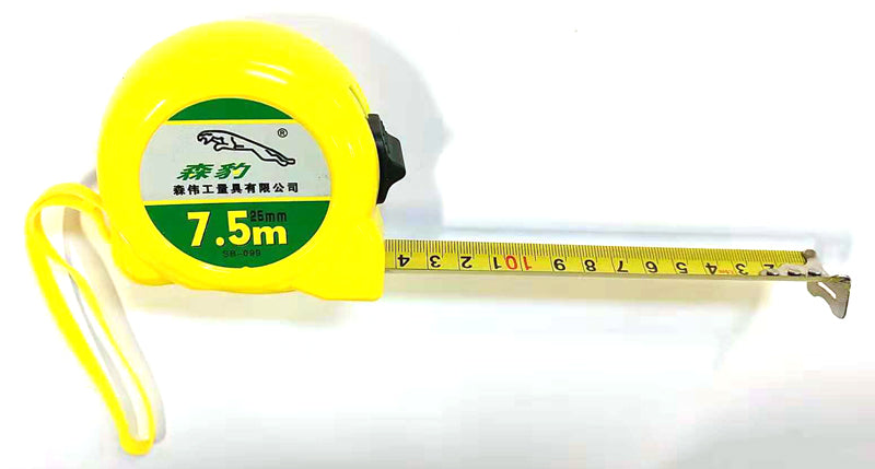 SB-099 EXTENDABLE MEASURING TAPE WITH LOCKING (MAX 295 INCHES=7.5M) YELLOW $4