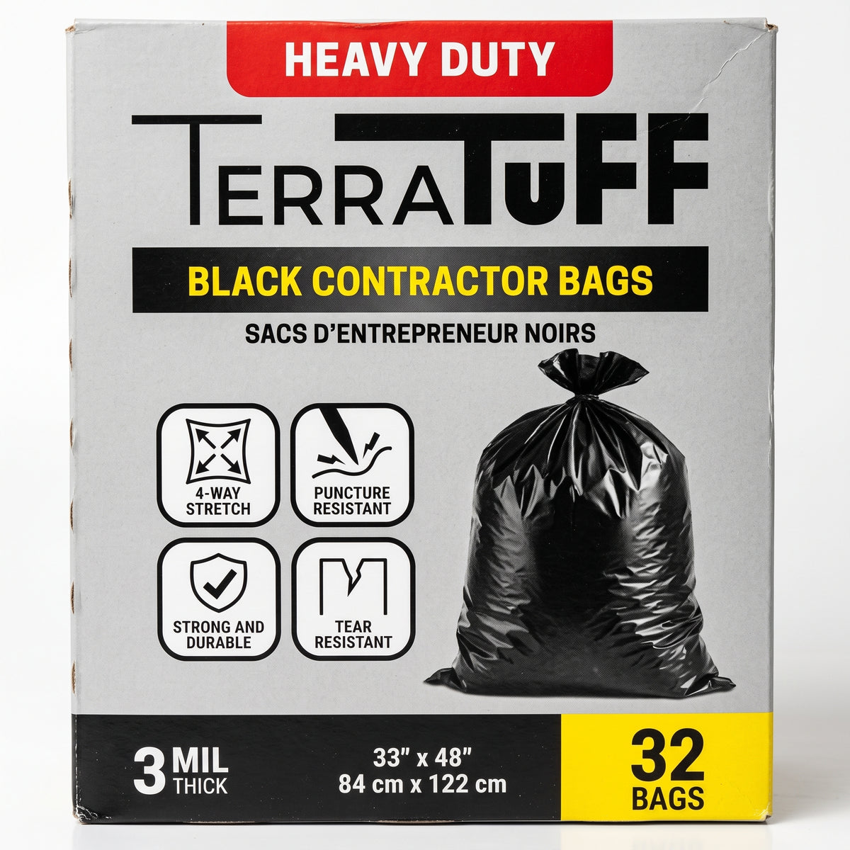 TERRATUFF CONTRACTOR GARBAGE BAGS 3mil 33"X48"(840x1200mm) 3MM 32BAGS/BOX $24.99/BOX (128box/pallet) - Home Idol Vancouver Richmond Surrey