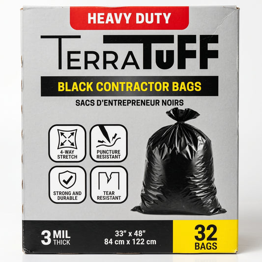 TERRATUFF CONTRACTOR GARBAGE BAGS 3mil 33"X48"(840x1200mm) 3MM 32BAGS/BOX $24.99/BOX (128box/pallet) - Home Idol Vancouver Richmond Surrey