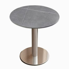 A501 Round table with marble look top and single leg base 800X730MM 31-/2"x28-3/4" $149 - Home Idol Vancouver Richmond Surrey