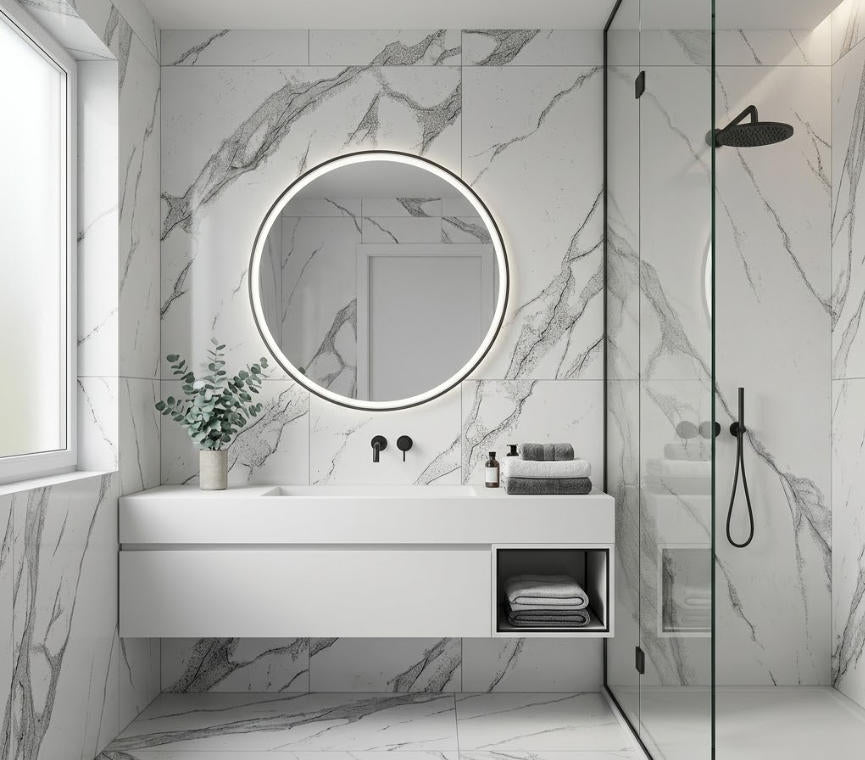 R12608 24"x48" Polished Porcelain Tile Carrara 3pcs/24sf/box $1.29/SF 2000SF+ $1.19/SF (No Return No Exchange No Claim on Broken)
