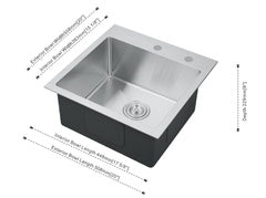 DS2420-R10/DS2320-R10 handmade single bowl kitchen sink topmount 16 gauged 610x510x250mm (24"x20"x10") interior 560x458x250mm (22"x18"x10") *DRAINS INCLUDED* $119/PC 10PCS+ $109/PC A7.5